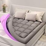 BDEUS Dual Layer 5 Inch Memory Foam Mattress Topper Queen Size, 2 Inch Gel Memory Foam Plus 3 Inch 1450 GSM Down Alternative Quilted Pillow Top Mattress Pad Cover,Dark Gray