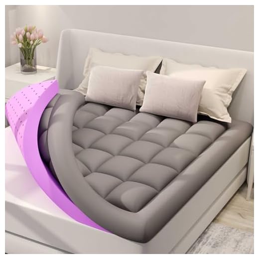 BDEUS Dual Layer 5 Inch Memory Foam Mattress Topper Queen Size, 2 Inch Gel Memory Foam Plus 3 Inch 1450 GSM Down Alternative Quilted Pillow Top Mattress Pad Cover,Dark Gray