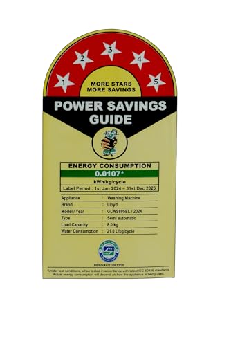 Image of Lloyd 5 Year Warranty Semi-Automatic Top Load Washing Machine GLWS805ELDDG, 4 Wash Programmes, Black and White