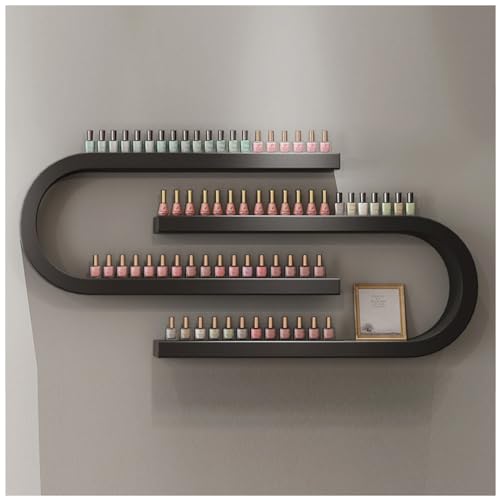 Présentoir vernis à ongles mural en U noir : étagère bois stable cosmétiques