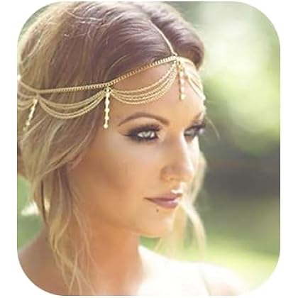 【匿名配送】Chain head band 01 Amazon.com : WILLBOND 8 Pieces Gold Head Chain Jewelry