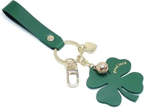 Niltracy Portachiavi a forma di quadrifoglio, in pelle, portafortuna, per donne, festa di San Patrizio, idea regalo per borsa, portachiavi auto, Verde, Taglia unica