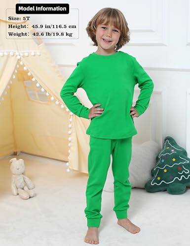 A&J DESIGN Pajamas Set for Kids 2-14 Years, 100% Cotton Solid Color 2 Piece Pjs2