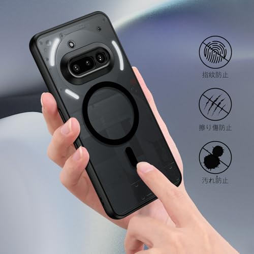 Image of GUAGUA Polycarbonate For Nothing Phone 3A Case, [Compatible With Magsafe] Magnetic Anti-Scratch Translucent Matte Back Slim Shockproof Case Phone Cover,Black