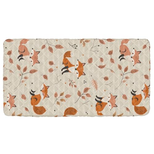 Portable Toddler Bed Sheet for Kids Autumn Pattern with Fox and Leaves Travel Bed Fitted Sheet