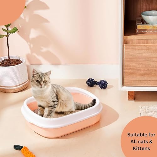 Image of Cature Cat Litter Tray Box with Free Scooper for Cat, Kitten & Bunnies (Pink)