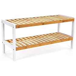 Estanteria Zapatos Madera SONGMICS Multiuso Zapatero de 2 Pisos estantería para Zapatos de bambú Organizador para Entrada Pasillo LBS02H