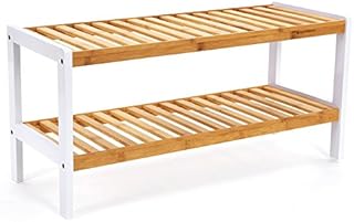SONGMICS 2-Tier Bamboo Shoe Rack, Storage Shelf, 70 x 26 x 33 cm LBS02H
