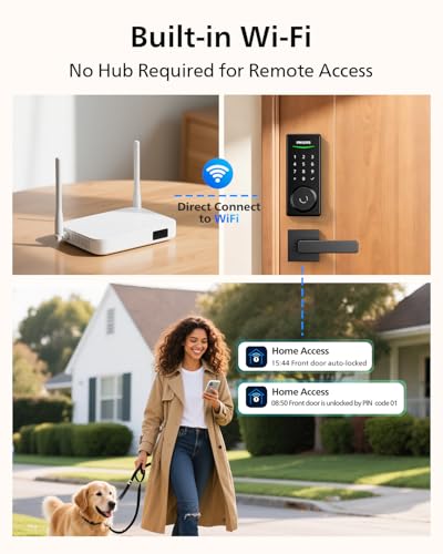 Philips Built-in WiFi Smart Lock, Keyless Entry Door Lock with App, Touchscreen, Indicator Light, Fingerprint Door Lock — Compatible with Alexa & Google, Splash-Proof Design, Includes 8 Batteries - Image 4
