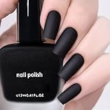 NovaCharm 12ml Black Matte Nail Polish, Quick Dry Nail Lacquer for Nail Art Varnish, Mist Effect Matte Finish Velvet Nail Polish, Silky Velvet Fingernail Polish For Women Girls Manicure DIY at Home