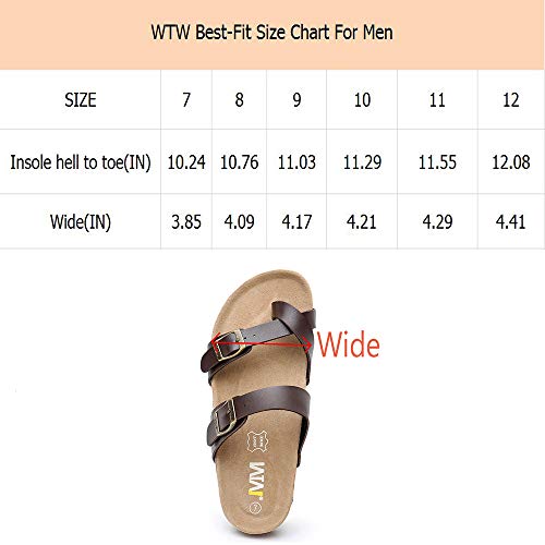 Wtw Men's Arizona Cork Footbed Sandals - Slip On Beach Slide Slipper Shoes With Adjustable Metal Buckle Strap For Men, Causal Style #TOP6