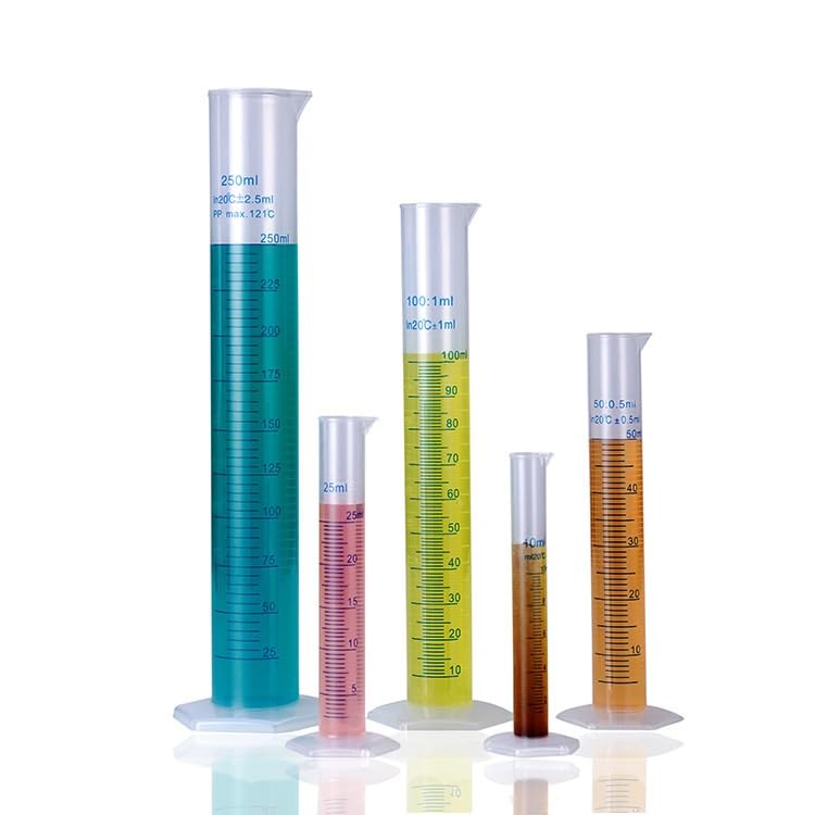 Kunststoff Messzylinder Säurebeständig, Graduierter Labor-Messbecher mit blauer Skala, Stabiler Standfuß für Chemie & Wissenschaft, 10ml bis 2000ml, 1 Stück(White line 2000ml)