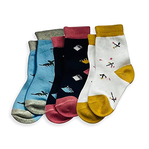 Mylo Essentials Antibacterial Baby Socks Ankle Length All Seasons Soft Knitted Cotton Breathable Baby Boys’ & Girls’ Socks Multi Design Pack of 3 Pairs – Multicolor (12M-24M) I Free from Harmful Dyes