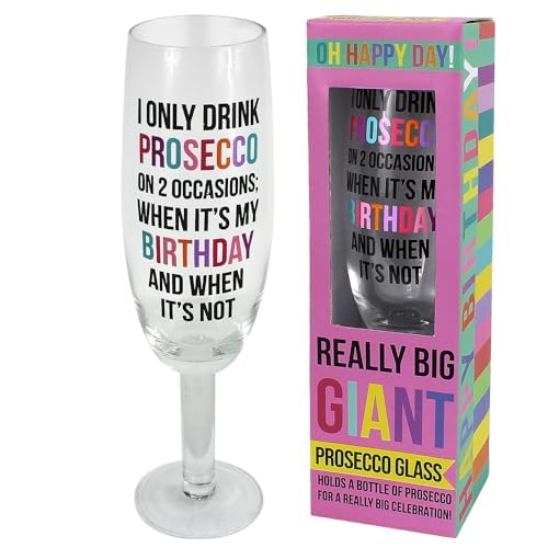 AGP ADVANCED GLOBAL PRODUCTIONS Giant Novelty Beer or Prosecco Glass, Holds 2.5 Pints of Beer, Holds a Bottle of Prosecco, Novelty Giant Glass Gift Idea, Birthday Gift (Giant Prosecco)