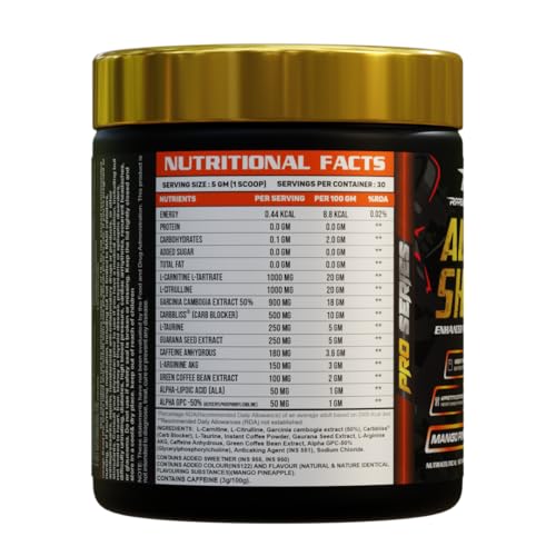 Ripped Up Nutrition Alpha Shred Fat Burner - 150g, Pineapple Mango | With Carbliss® for Blocking Carbs by 40-60% | Weight Management & Metabolism Booster | Enriched with Garcinia Cambogia, Coffee Bean Extra, Caffeine