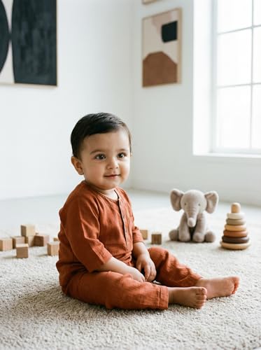 Image of Baby Boys Night Suit 3 /4 Sleeves Co-Ord Nightwear Set - Pure Cotton- Soft, Comfy & Perfect for Sleep Time
