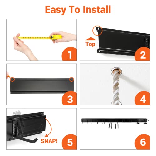 Qualstorage Tool Storage Rack 15 Pcs Adjustable Heavy Duty Garden Organizer Wall Mount Garage Hanger(11 Hooks, 4 Rails) #TOP6