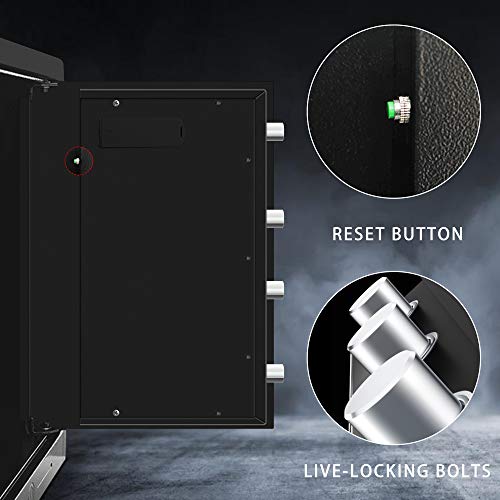 Security Home Safe, 2.05 Cubic Safe Box with Digital Screen Touch Keypad & Key Lock, Double Safety Gun Safe for Pistols Home Office Cash Watch Jewelry Money Safe, LCD Display