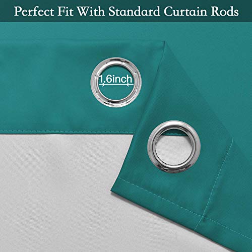 Image of SimpleHome Ombre Teal to Grey White Curtains for Living Room 52Wx63L | Room Darkening Curtains for Bedroom,Gradient Light Blocking Curtain,Thermal Insulated Grommet Window Drapes,2 Panels,63 Inch