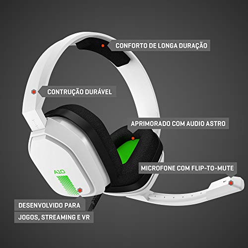Headset ASTRO Gaming A10 para Xbox, PlayStation, PC, Mac - Branco/Verde, Pequeno