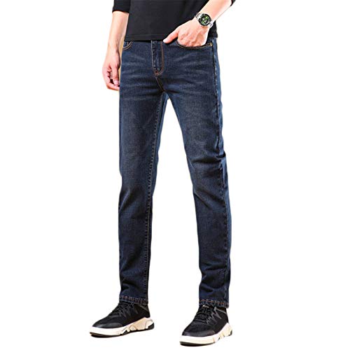 Andongnywell Men's High Waist Basic Casual Straight Leg Loose Zipper Open Jeans Slim Fit Stretch Denim Pants