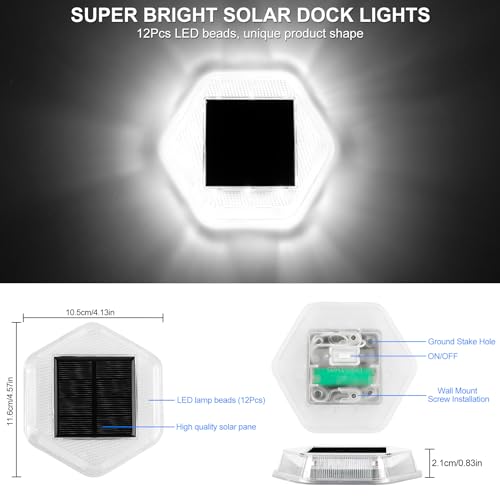 NATPOW Solar Deck Lights, Dusk Till Dawn Outdoor Lights, Cool White Ground Lights, Waterproof Step Light - Image 3