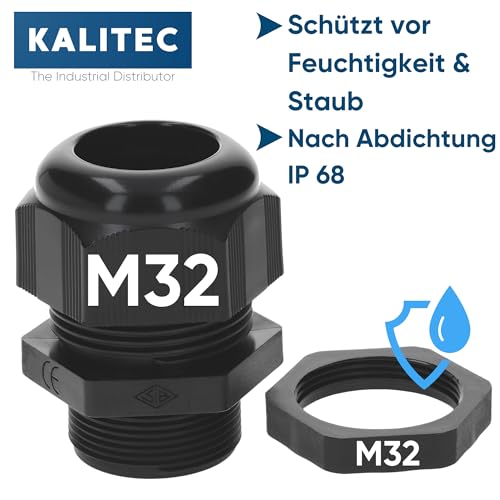 Pasacables M32 prensaestopas plástico negro impermeable 14-25mm 4