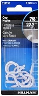 Hillman Fasteners 243694 0.87 in. White Cup Hooks - Pack of 8