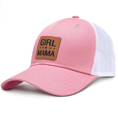 Image of Mother Mama Mom Hat for Women Leather Patch Baseball Mom Trucker Cap Gifts for Mothers Day Birthday