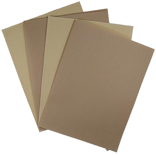 Image of KCS 4 pc of 12 inch x 18 inch(30cmx45cm) 14CT Counted Cotton Aida Cloth Cross Stitch Fabric (Light Straw+Khaki)