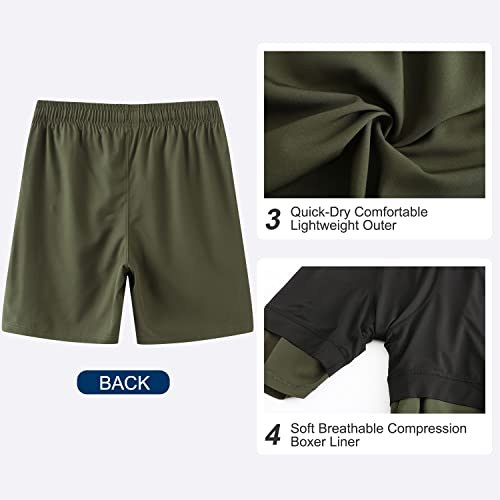 Image of HODOSPORTS Mens 7 inch Swim Trunks with Compression Liner S-6XL Quick Dry Swimming Shorts Zipper Pockets Swimsuits