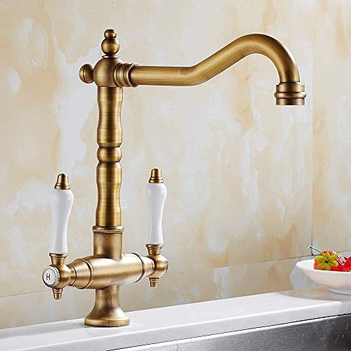 Mitigeur d'évier de cuisine traditionnel en laiton chrome et bronze LYGSWDB