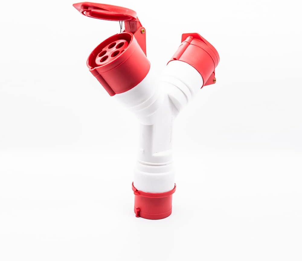Elecbee Y Type Multiple-Outlet Socket Industrial Connector Socket 5P 32A 380V-415V 3P+E+N 6h IP44