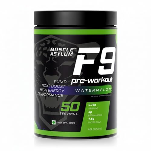 Image of Muscle Asylum F9 Pre-Workout 50 Servings 400gm -(Flavor Watermelon)