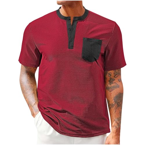 T-Shirt Henley Homme en Coton Doux Premium, Coupe Rétro avec Poche Élégante