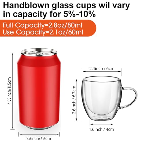 Lot de tasses expresso haut de gamme en verre borosilicate transparent - 4