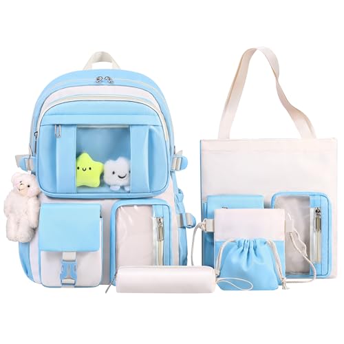 Sac à dos kawaii 5 en 1 Horhrear avec trousse et sacoches assorties pour écolière