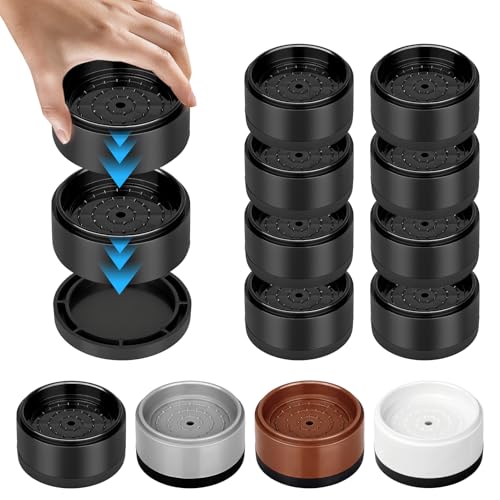 Hnndlra 1 Heavy Duty Furniture Risers Set of 8 Round Stackable Bed Raisers Blocks with Non Slip TPU Base Adjustable Furniture Support Pads for Sofa Desk Chair Table Couch Cabinet