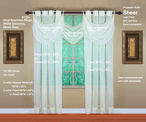 Image of Today's Curtain, Emelia Grommet Sheer Panel 84 inch Ecru, 59 inch W x 84 inch L