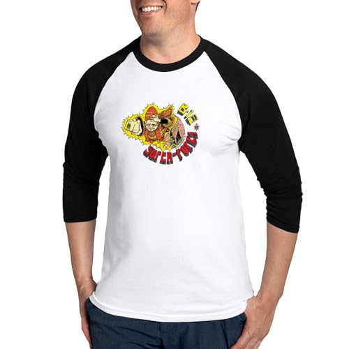 CafePress Super Pope Baseball Jersey Men's Cotton Baseball Jersey, 3/4 Raglan Sleeve Shirt Black/White