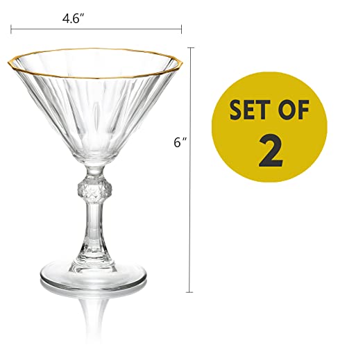 Roxburgh Gold Rim Martini Glasses, Lead-Free Crystal Coupe Glass Set Of 2, Vintage Classic Design Coupe Cocktail Glass, Crystal Champagne Glasses, Martini Glass Set For Bar, Fancy Birthday Gifts #TOP6