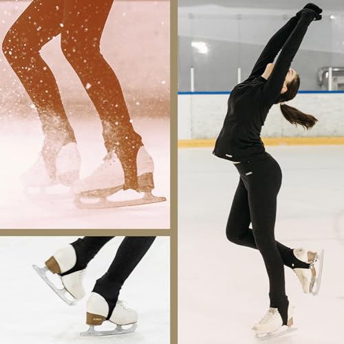 CALZITALY PACK 1 oder 2 PAARE - Damen Rollschuh und Eiskunstlauf Steg Strumpfhose | Karamell, Hautfarbe, Schwarz | S, M, L | 70 DEN | Made in Italy (L, Hautfarbe)