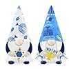 Gehydy set of 2 hanukkah gnomes plush chanukah christmas decoration gnome handmade scandinavian tomte stuffed xmas decor for home kitchen tiered tray white navy blue  urban country home decor