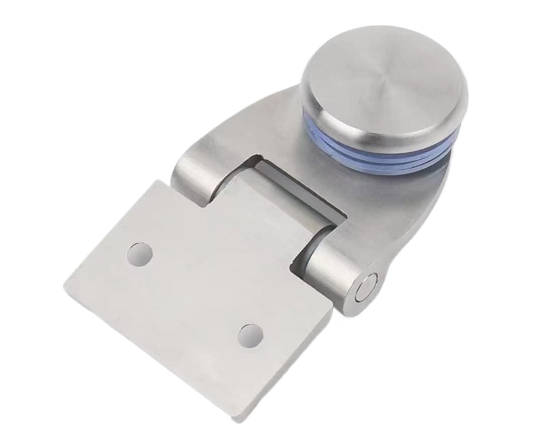 Glass Door Hinges,Round Clamp Zinc Alloy Pivot 90 Degree Replacement for 6-8mm Rimless Cabinet(90 Degree Single Side)