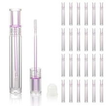 COSIDEA 25pcs Empty Round Clear 4ml 0.13oz lip gloss tubes with soft silicon tip Purple wand transparent Lipgloss tube containers for lip oil packing