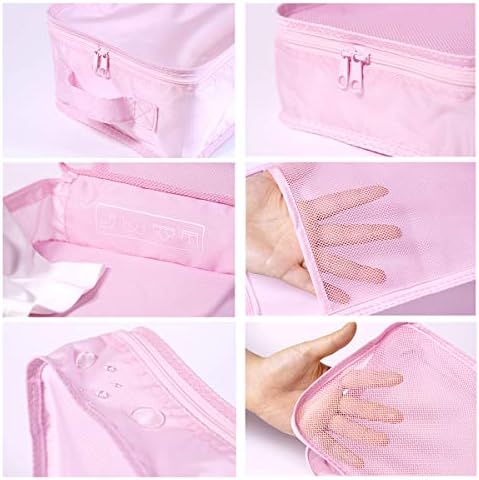 6 Set Travel Packing Cubes, Travel Carry on Luggage Organizer with Shoe Bag (Pink) 6 6 Set Travel Packing Cubes, Travel Carry on Luggage Organizer with Shoe Bag (Pink)