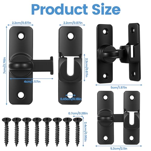 2 Cerradura de Pestillo Puerta Corredera Interior Exterior Deslizante, Cerradura de Puerta Correderas, Cerradura Puertas Corredera 90/180 Grados, Cerrojos y Pestillos para Puertas de Madera Cocinas - imagen 2