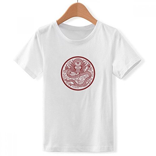 T-Shirt Dragon Chinois Blanc Cadeau Original pour Garçon Taille XXXL