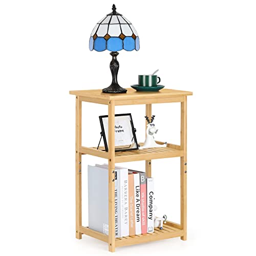 Smusei End Tables Living Room Small Nightstand Wood Side Table For Bedside Sofa Office Bedroom Guest Room, Farmhouse Bamboo #TOP7