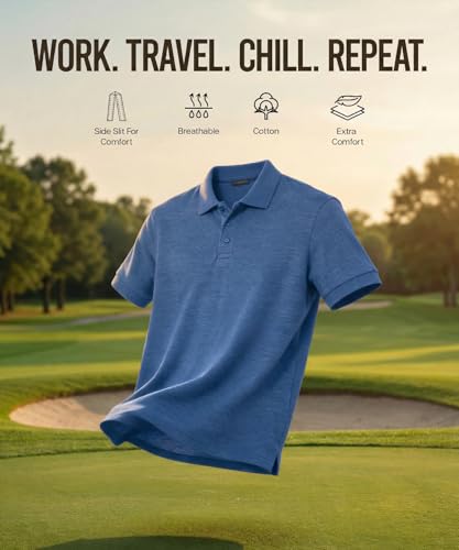 Image of Scott International Men's Cotton Polo T-Shirt | Regular Fit | Breathable & Soft Fabric | Classic Collar with Button Placket | Casual & Office Wear | Summer Essential Polo Tee for Men